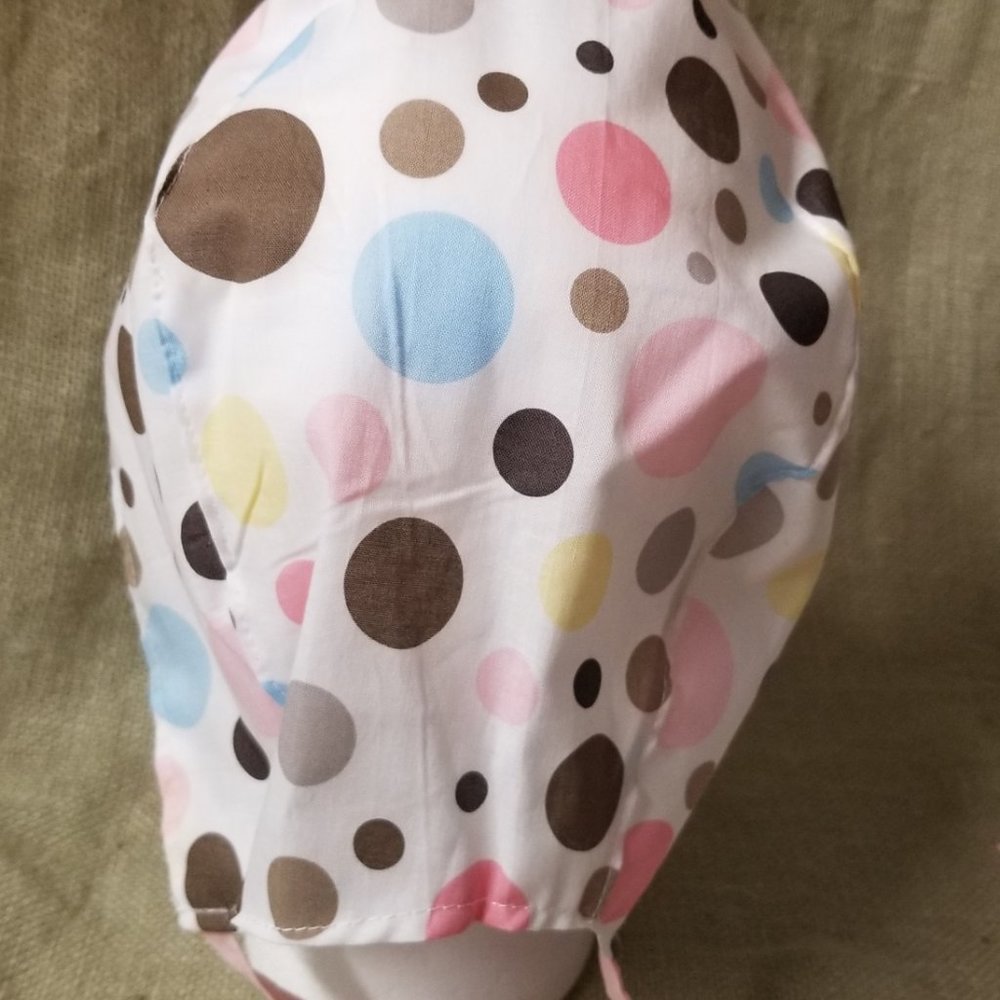 Polka Dots White, Pink & blue Surgical Scrub Cap - Picture 4 of 6